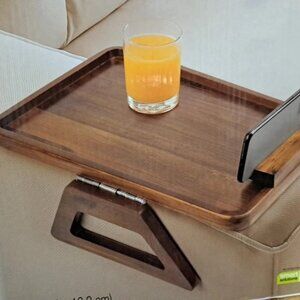 Smart Design Acacia Armrest Tray Open Box